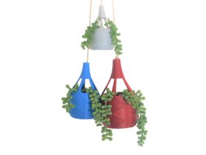 Round Hanging Basket Succulent Planter Pot - 3D Printed Hanging Planter - Round Planter - Flower Pot For Succulents